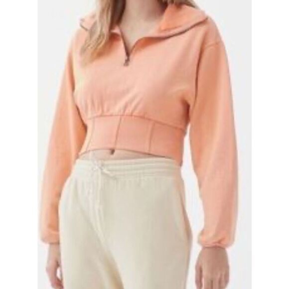 OUT FROM UNDER Urban Outiftters Buginsect ORANGE Crop 1/4 zip SWEATSHIRT sz XL - Picture 1 of 6